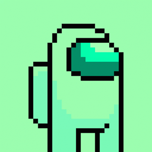 A Pixel Art Of A Green Among Us Character GIF