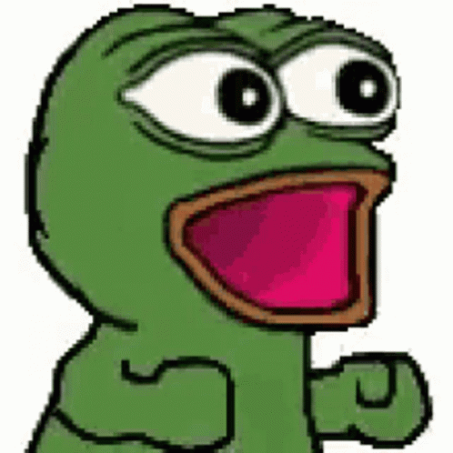 A Pixel Art Of A Green Frog With Its Mouth Open And A Pink Tongue . GIF