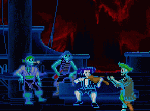 A Pixel Art Of A Group Of People Playing Instruments GIF