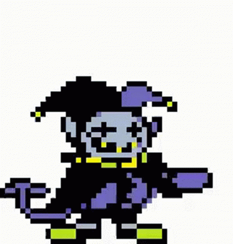 A Pixel Art Of A Jester With A Hat And A Tail . GIF
