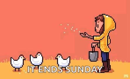 A Pixel Art Of A Man Feeding Chickens In A Field . GIF