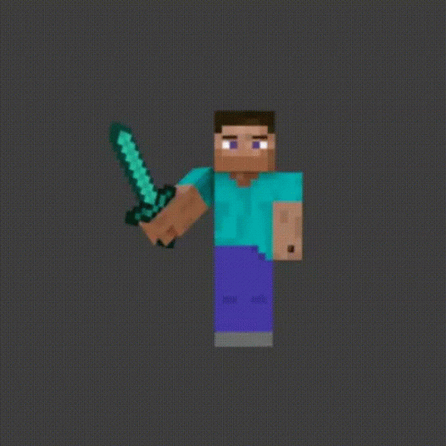 A Pixel Art Of A Man Holding A Diamond Sword . GIF