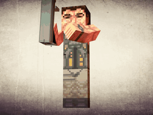 Pixel Art Man Holding Gun With Eyes Closed GIF