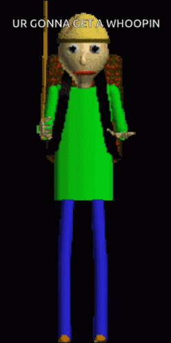 A Pixel Art Of A Man Holding A Stick With The Words " Ur Gonna Get A Whoopin " Above Him GIF