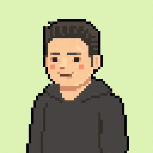 A Pixel Art Of A Man In A Black Hoodie GIF
