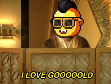 A Pixel Art Of A Man Saying I Love Goooooold GIF