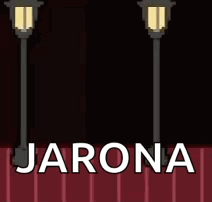 A Pixel Art Of A Man Standing Next To A Lamp Post With The Name Jarona Written Below Him GIF