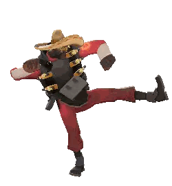 a pixel art of a man wearing a sombrero dancing