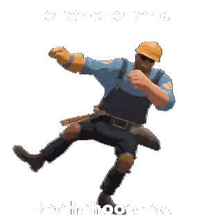 a pixel art of a man wearing overalls and a hard hat is dancing