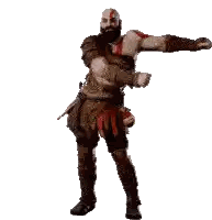 a pixel art of a man with a beard and a sword .
