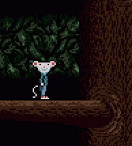 A Pixel Art Of A Mouse Standing On A Shelf GIF