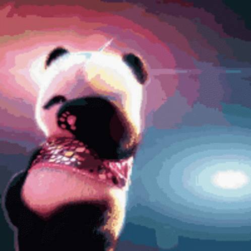 A Pixel Art Of A Panda Bear Wearing A Scarf GIF