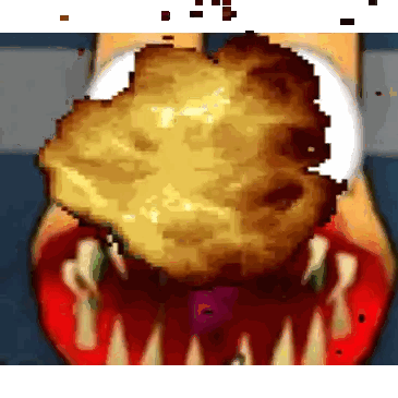 a pixel art of a person eating a cookie