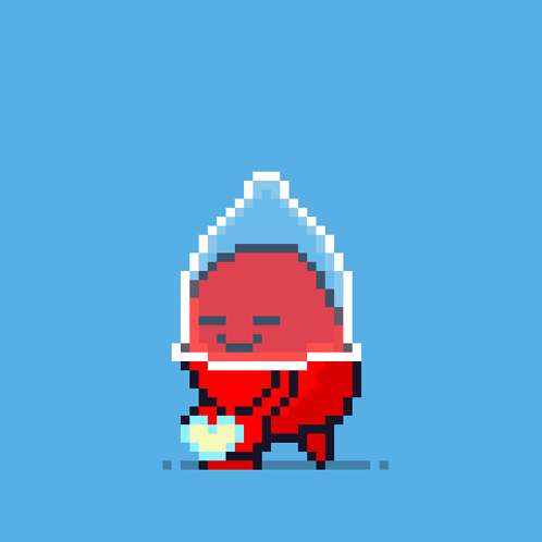 A Pixel Art Of A Person Holding A Heart Shaped Object GIF
