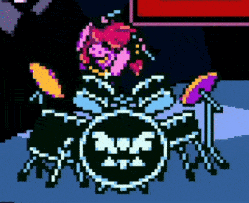 A Pixel Art Of A Person Playing Drums In A Band . GIF