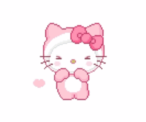 A Pixel Art Of A Pink Bunny Holding A Heart GIF