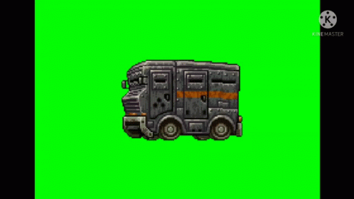 A Pixel Art Of A Prison Truck On A Green Screen . GIF