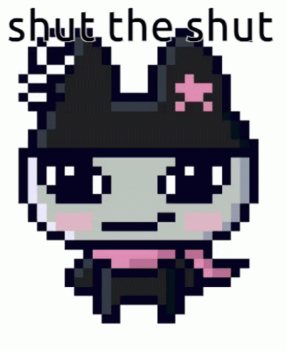 A Pixel Art Of A Rabbit With The Words Shut The Shut Written Below It GIF