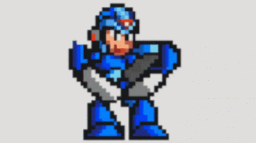 A Pixel Art Of A Robot With A Gun GIF