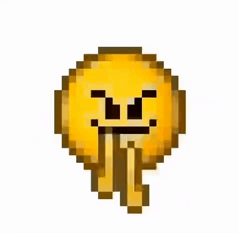 A Pixel Art Of A Smiley Face With A Tongue Sticking Out On A White Background . GIF