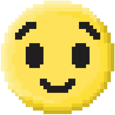a pixel art of a smiley face with black eyes
