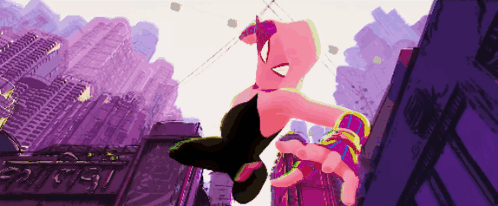 A Pixel Art Of A Spiderman Flying Through The Air GIF