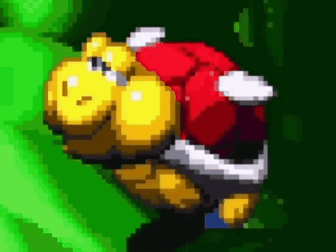 A Pixel Art Of A Turtle Wearing A Santa Hat And Pants . GIF