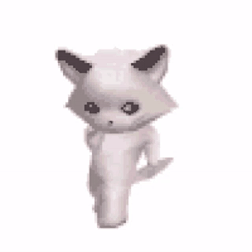 A Pixel Art Of A White Cat Standing On Its Hind Legs . GIF