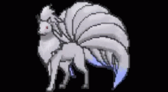 Pixel Art White Fox With Long Tail GIF