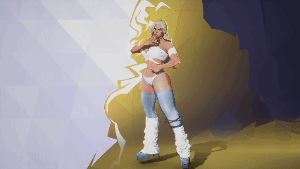 A Pixel Art Of A Woman In White Lingerie And White Boots GIF