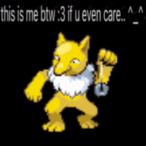 A Pixel Art Of A Yellow Pokemon With The Words " This Is Me Btw 3 If U Even Care " GIF