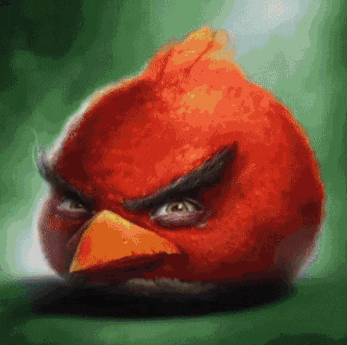 A Pixel Art Of An Angry Bird With An Orange Beak GIF