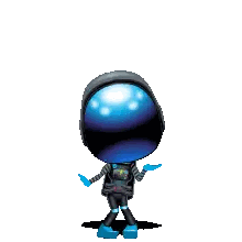 a pixel art of an astronaut with a blue helmet on