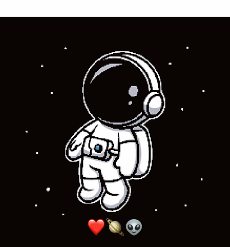 A Pixel Art Of An Astronaut With A Heart And Aliens GIF