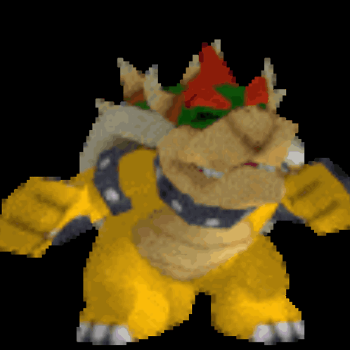 a pixel art of bowser with a crown on his head