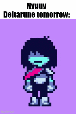 A Pixel Art Of Kris From Undertale Wearing Sunglasses And A Red Scarf . GIF