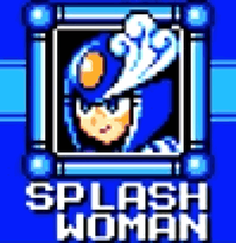 A Pixel Art Of Splash Woman In A Blue Frame GIF