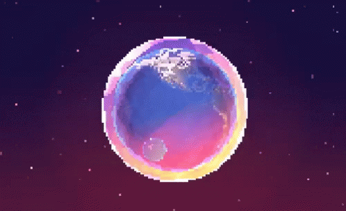 A Pixel Art Of The Earth In A Bubble GIF