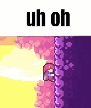 A Pixel Art Scene With The Words Uh Oh On The Top GIF
