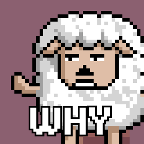 A Pixel Art Sheep With The Word Why On Its Shirt GIF