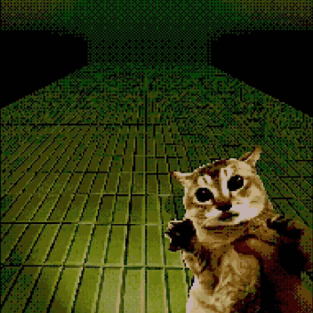A Pixelated Drawing Of A Cat Standing On Its Hind Legs GIF