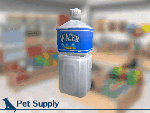 A Pixelated Image Of A Bottle Of Water With The Word Pet Supply Below It GIF