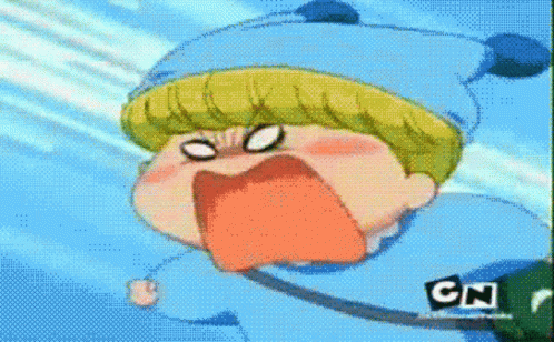 A Pixelated Image Of A Cartoon Character With Cn On The Bottom Right GIF