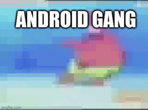 A Pixelated Image Of A Cartoon Character With The Words Android Gang Above It GIF