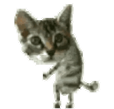 a pixelated image of a cat looking at the camera on a white background