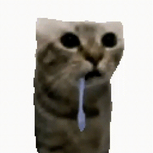 A Pixelated Image Of A Cat With A Blue Tongue Sticking Out GIF