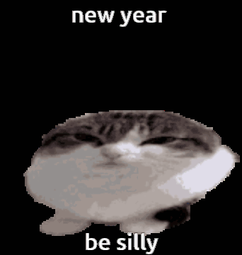 A Pixelated Image Of A Cat With The Words New Year Be Silly GIF