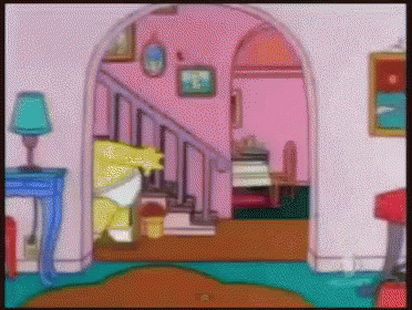 A Pixelated Image Of A Living Room With A Staircase And A Lamp GIF