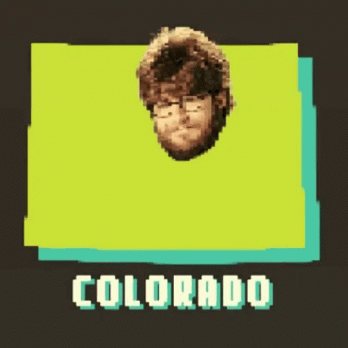 A Pixelated Image Of A Man 'S Head With The State Colorado Written Below It GIF