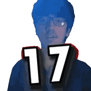 a pixelated image of a man with glasses and the number 17
